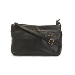 RIVIT Black Leather Crossbody With Studs Detail